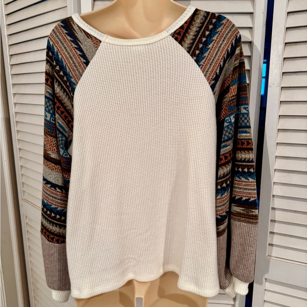 Western Aztec Style Thermal Shirt